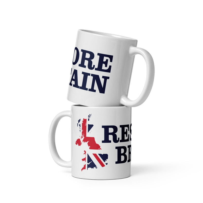 Restore Britain Mug - White Ceramic British Flag Cup Politics Party Printed