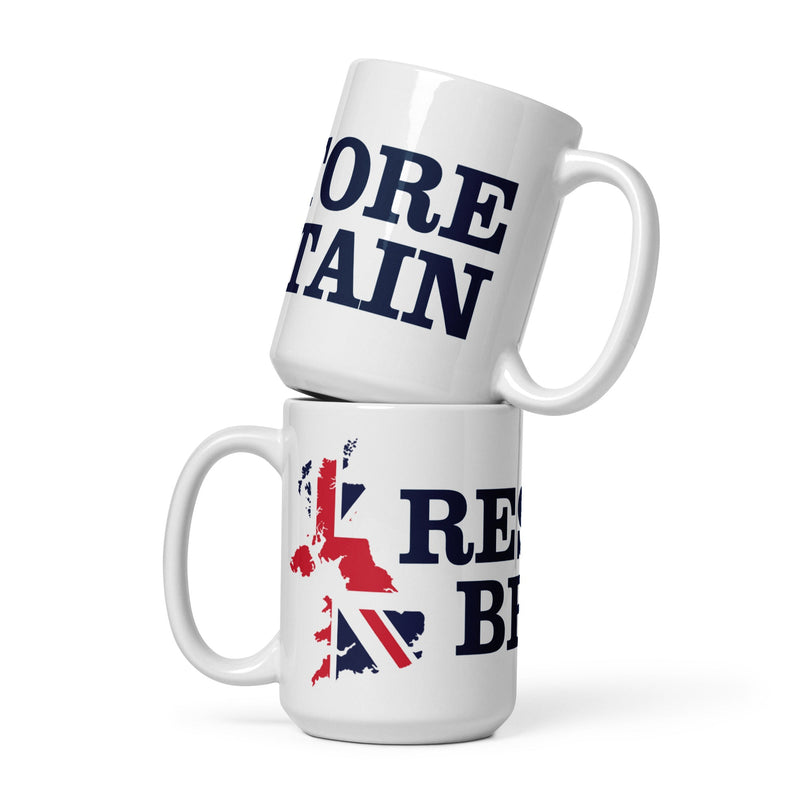 Restore Britain Mug - White Ceramic British Flag Cup Politics Party Printed