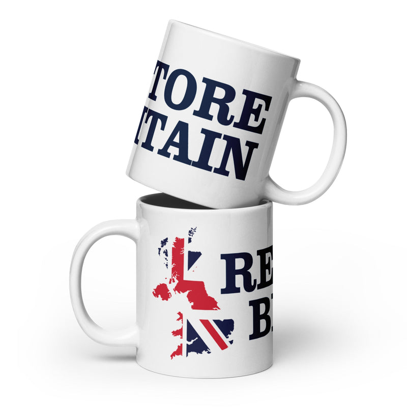 Restore Britain Mug - White Ceramic British Flag Cup Politics Party Printed