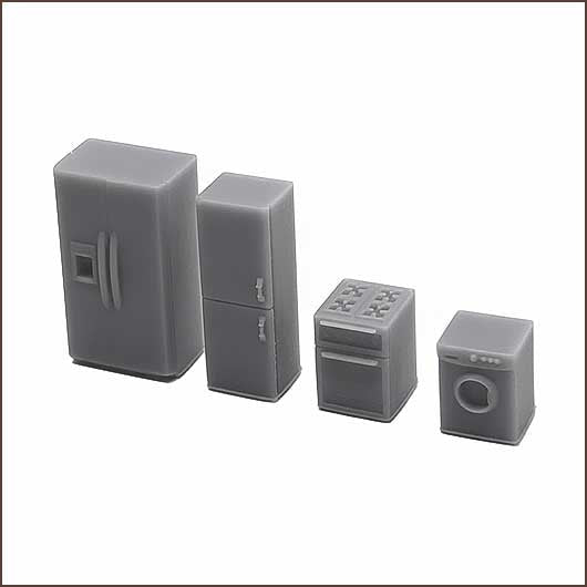 OO Scale Ready to Paint White Goods (4 pack)