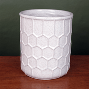 White Honeycomb Speckled Ceramic Planter Plant Pot - InStock