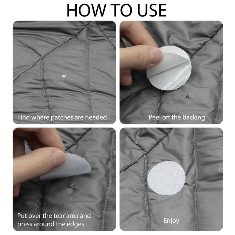 Repair Patches (30+ Colours) for Puffer Jackets, Tents, Upholstery - Stick On, Waterproof, Tear-Cold-Heat-Resistant