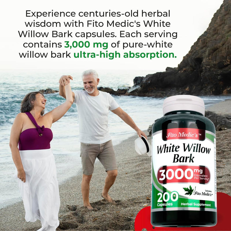FITO MEDIC'S White Willow Bark | White Willow Extract | 180 Capsules Concentrate Extract | Herbal Supplement High Absorption