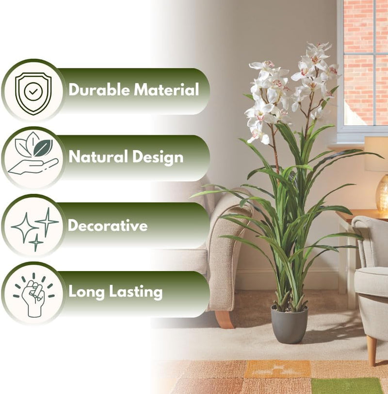 Large Artificial Orchid Plant 170cm White Indoor Floor Décor