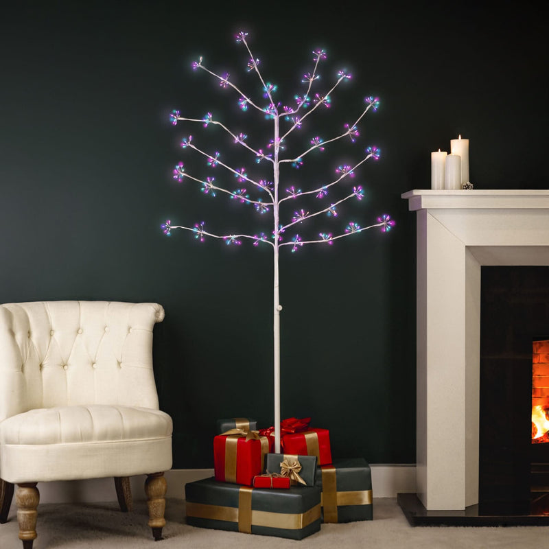 180cm White Christmas Twig Tree with 480 Multicoloured LEDs