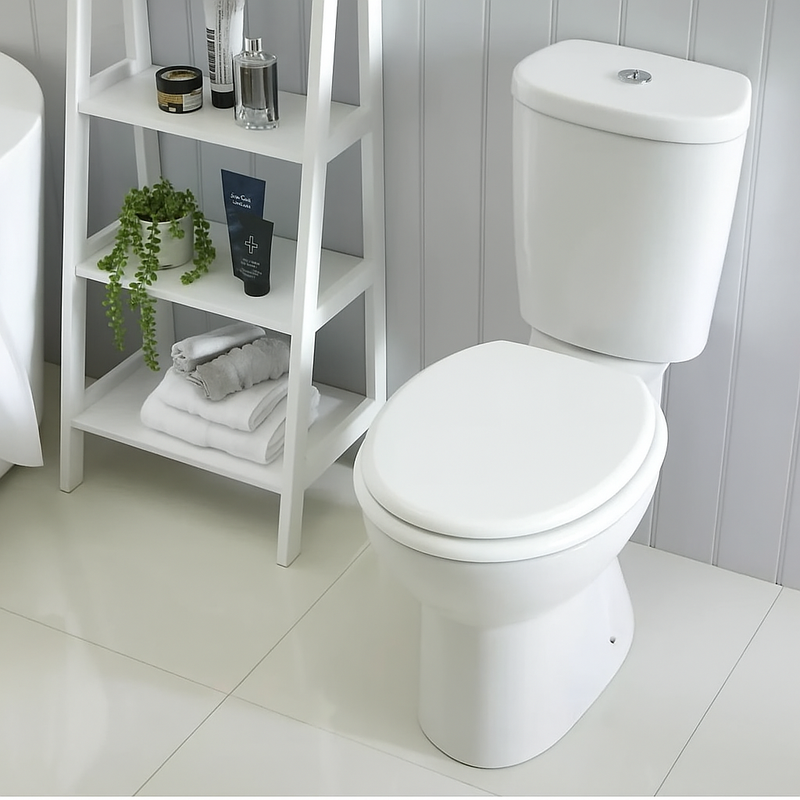 White MDF Universal Toilet Seat with Adjustable Chrome Hinges