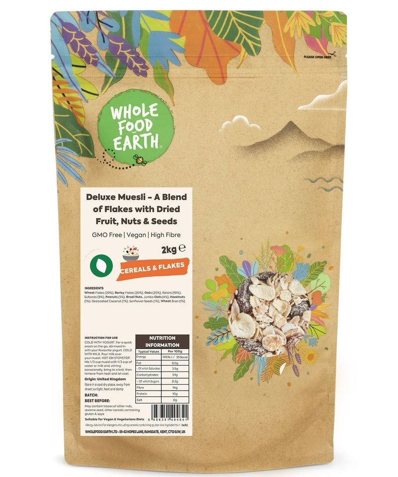 Deluxe Muesli - A Blend of Flakes with Dried Fruit, Nuts & Seeds