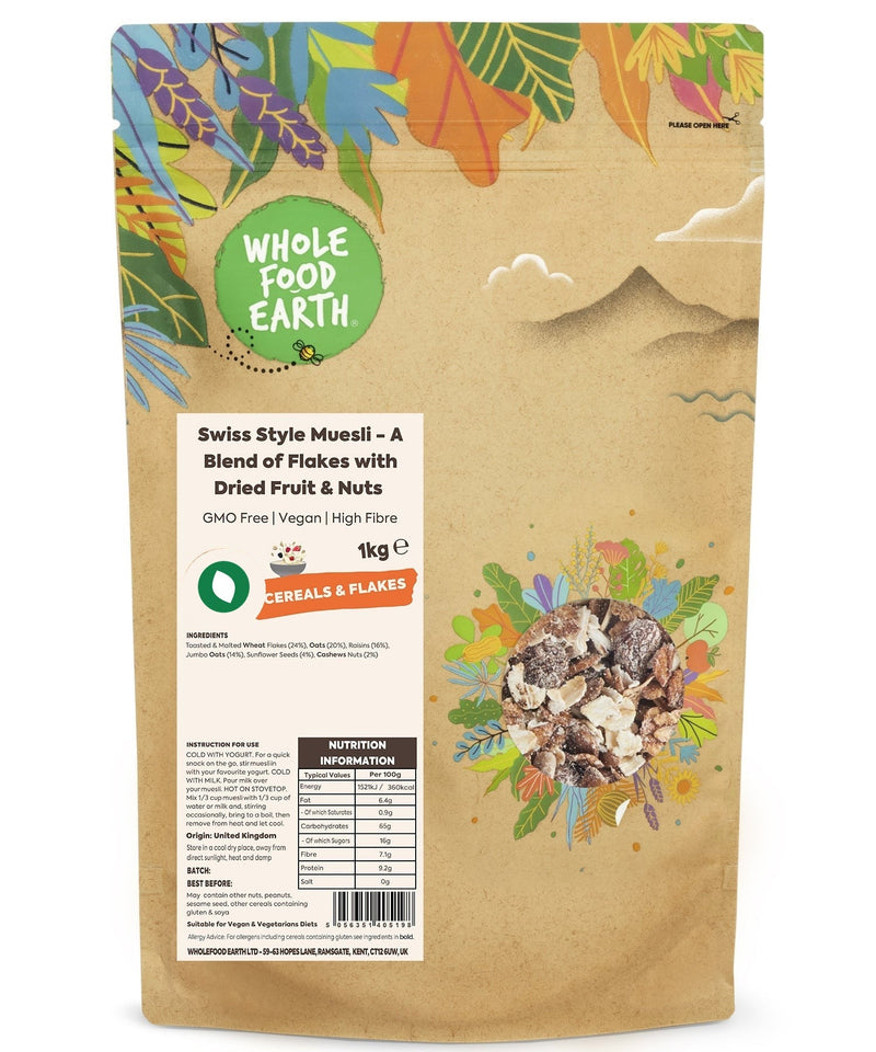Swiss Style Muesli - A Blend of Flakes with Dried Fruit & Nuts
