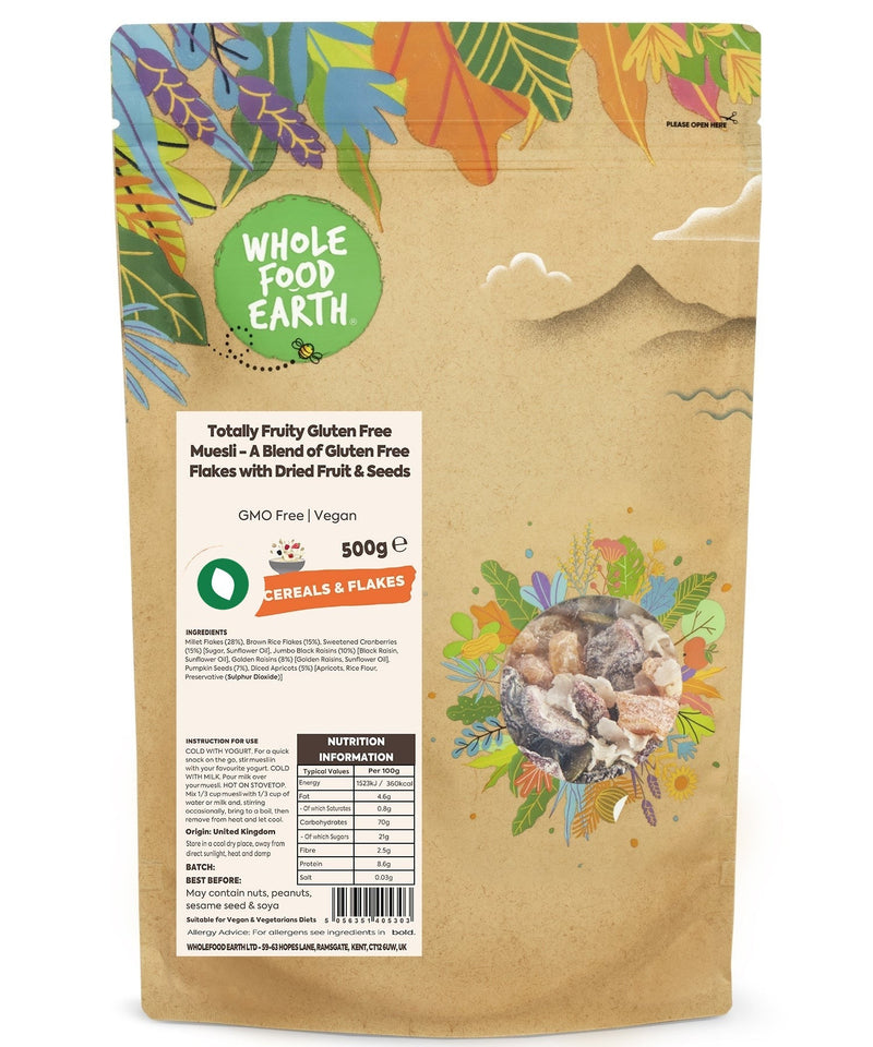 Totally Fruity Gluten Free Muesli - A Blend of Gluten Free Flakes with Dried Fruit & Seeds