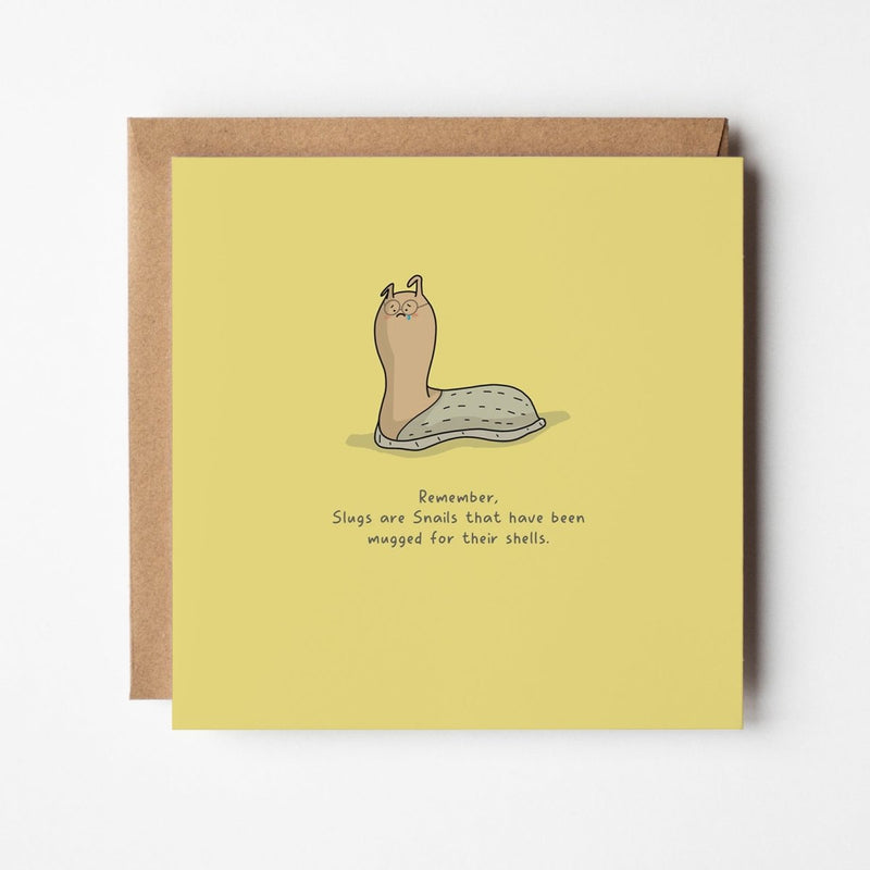 Funny Animal Greeting Card – Quirky Humour Slug and Snail Design with Kraft Envelope