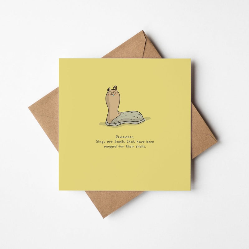 Funny Animal Greeting Card – Quirky Humour Slug and Snail Design with Kraft Envelope