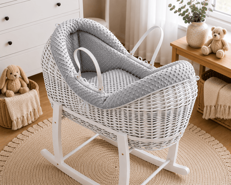Wicker Deluxe Pod Baby Moses Basket With Stand