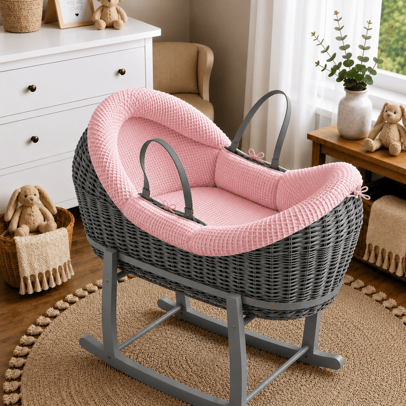 Wicker Deluxe Pod Baby Moses Basket With Stand