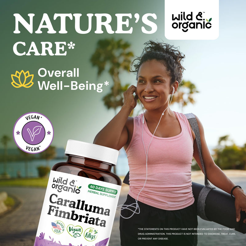 Wild & Organic Caralluma Fimbriata Capsules 1000 mg – Vegan, No Fillers | 120 Count