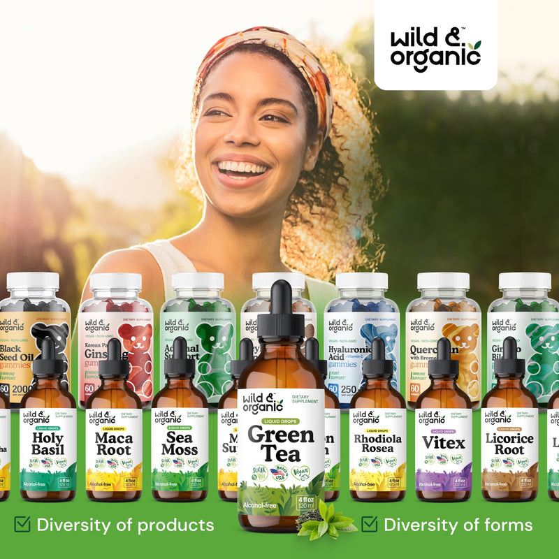 Wild & Organic Green Tea Extract Liquid Drops | 4 fl oz, 84-Day Supply, Vegan & Alcohol-Free
