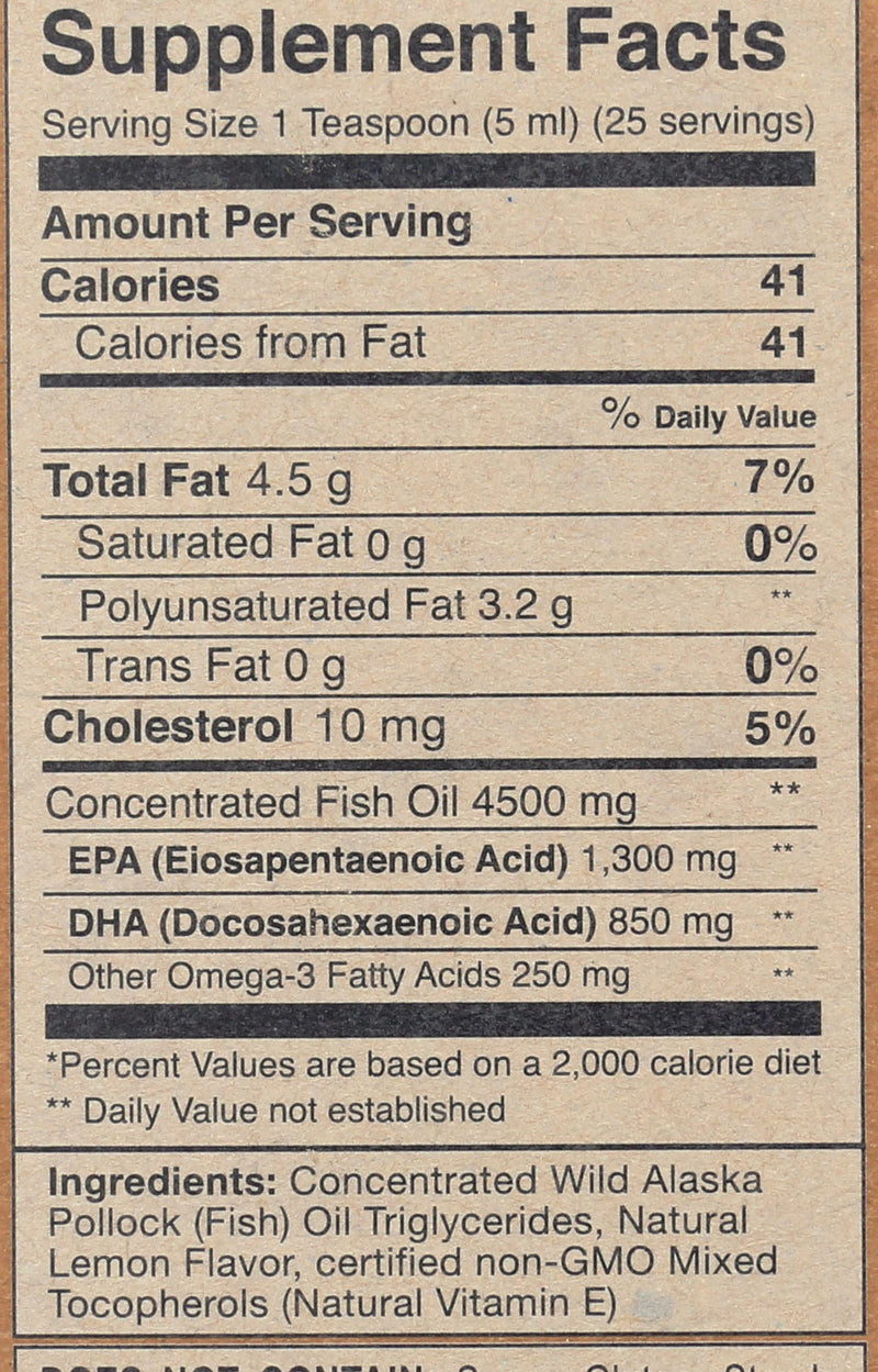 Wiley’s Finest Wild Alaskan Fish Oil Peak Omega-3 – Lemon Flavor, 2300mg EPA/DHA, 4.23 oz