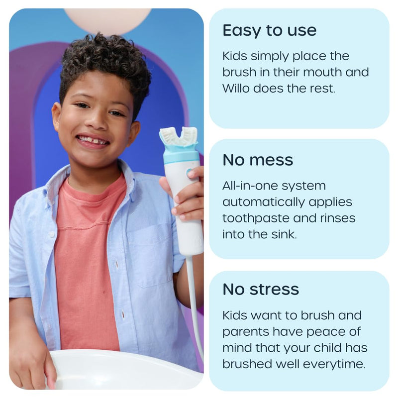 Willo Fully Automatic Kids U-Shaped Electric Toothbrush – Berry Splash (Small, Ages 5-7)
