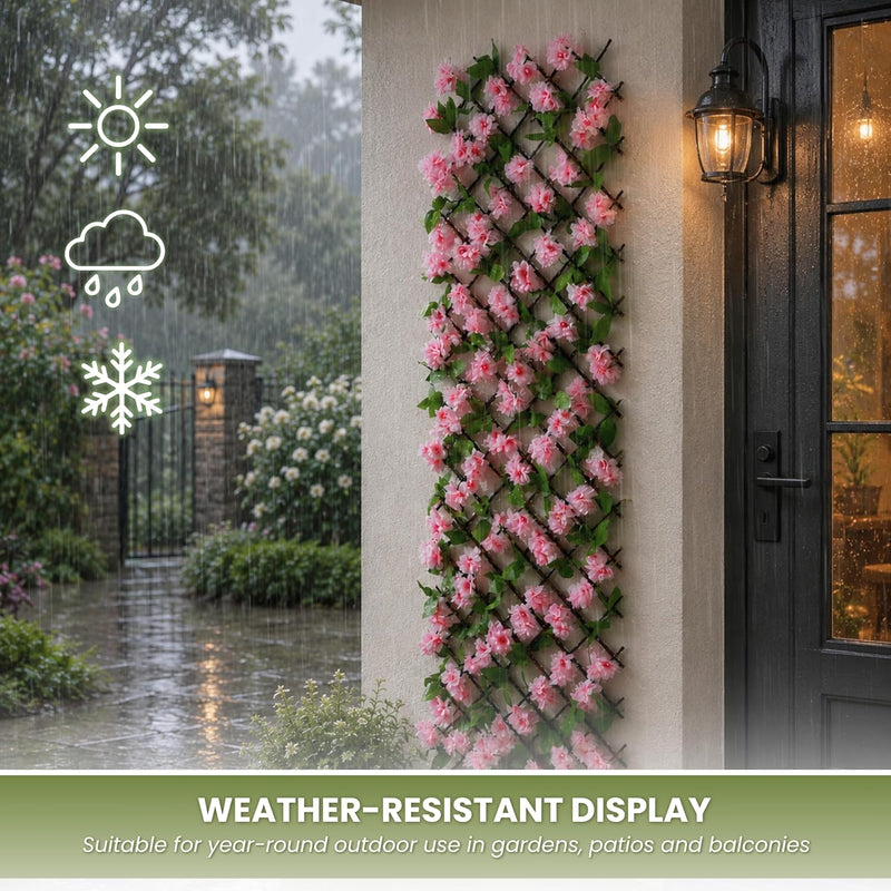 Expandable Faux Pink Blossom Trellis