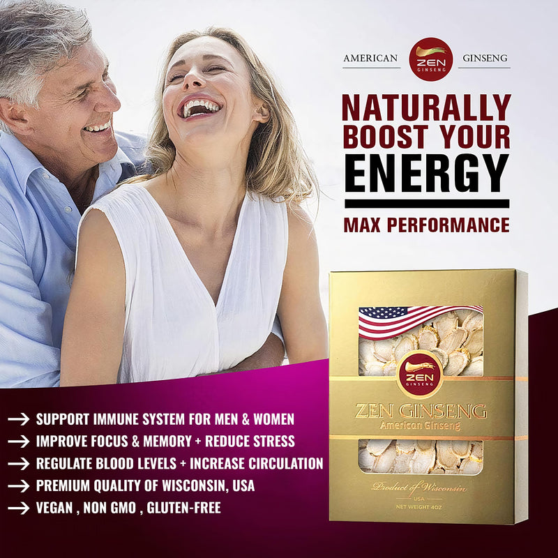 American Wisconsin Ginseng Slices – Energy, Performance & Focus (4 oz)