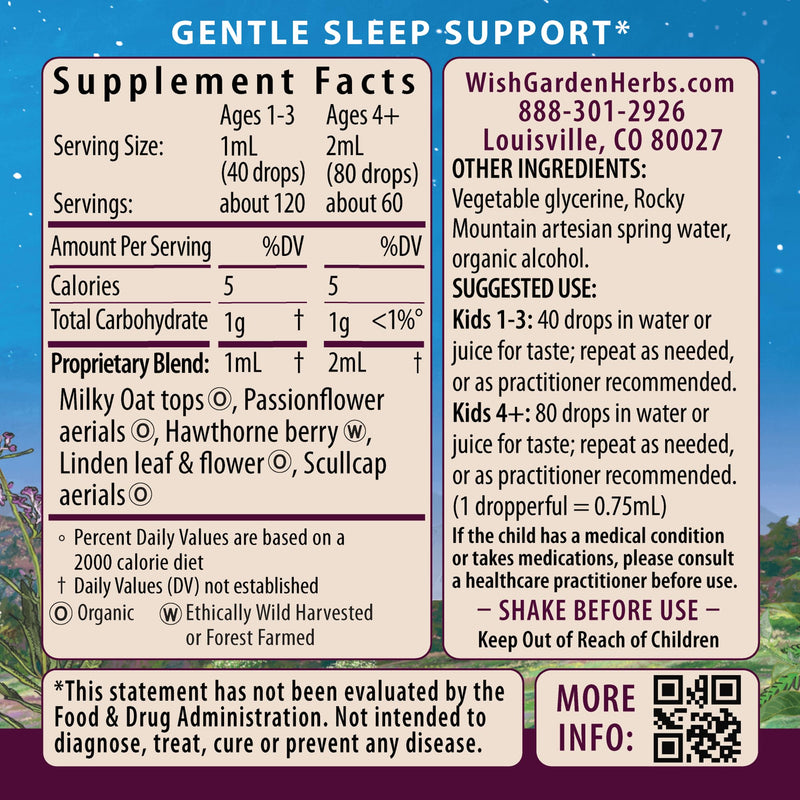 WishGarden Sleepy Nights for Kids – All-Natural Herbal Sleep Tincture (No Melatonin), 4oz
