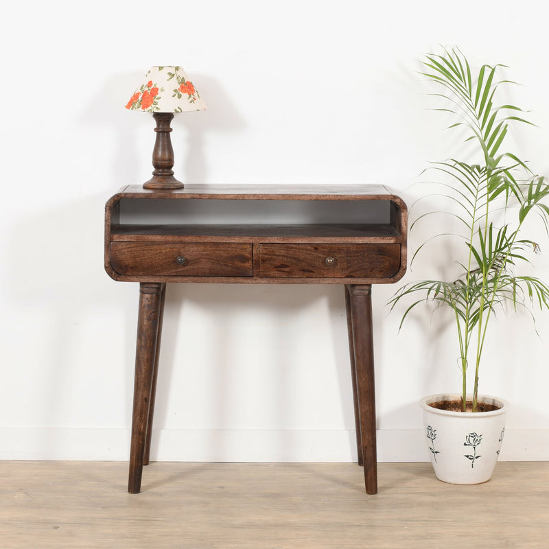 Franklin Dark Mango Wood Console Table with 2 Drawers