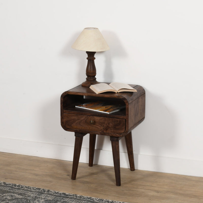 Franklin Dark Mango Wood Bedside Table with Drawer
