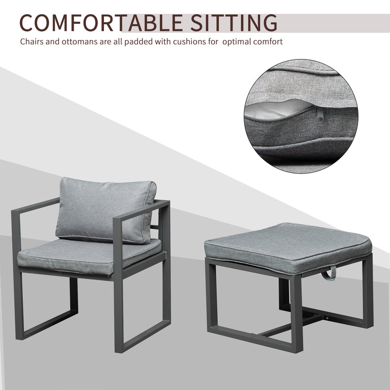 Outsunny 9PCs Patio Dining Sets 4 Chairs 4 Ottoman Cushioned Seating and Back
