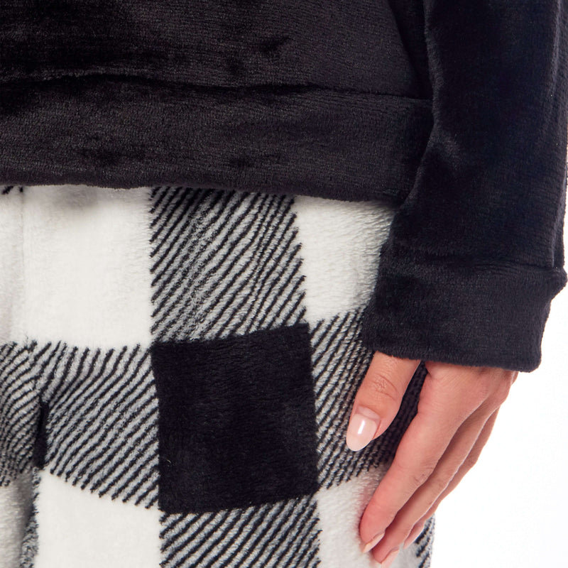 Women's Buffalo Check Fleece Pyjamas Set Long Sleeve Top and Bottoms Warm Nightwear Stylish Loungewear Multiple Sizes Available by Daisy Dreamer