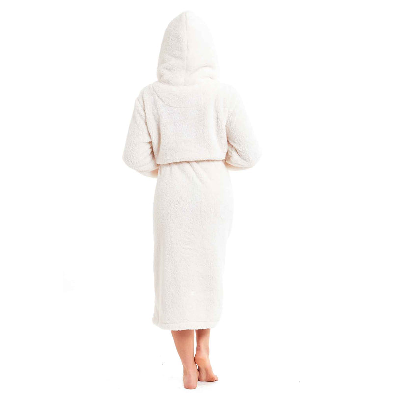 Women's Snuggle Fleece Touch Hooded Robe Luxurious Soft Loungewear Cosy Durable Dressing Gown UK Sizes 8-22 Green Grey Pink Green by Daisy Dreamer