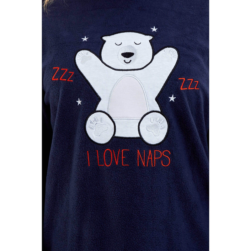 Women's Super Soft Polar Bear Fleece Pyjama Set Hooded Top Elasticated Pants Winter Loungewear Warm Durable Sleepwear by Daisy Dreamer