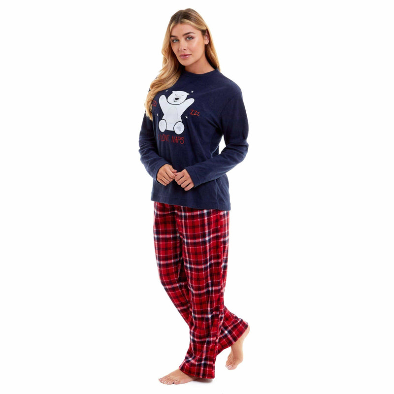 Women's Super Soft Polar Bear Fleece Pyjama Set Hooded Top Elasticated Pants Winter Loungewear Warm Durable Sleepwear by Daisy Dreamer