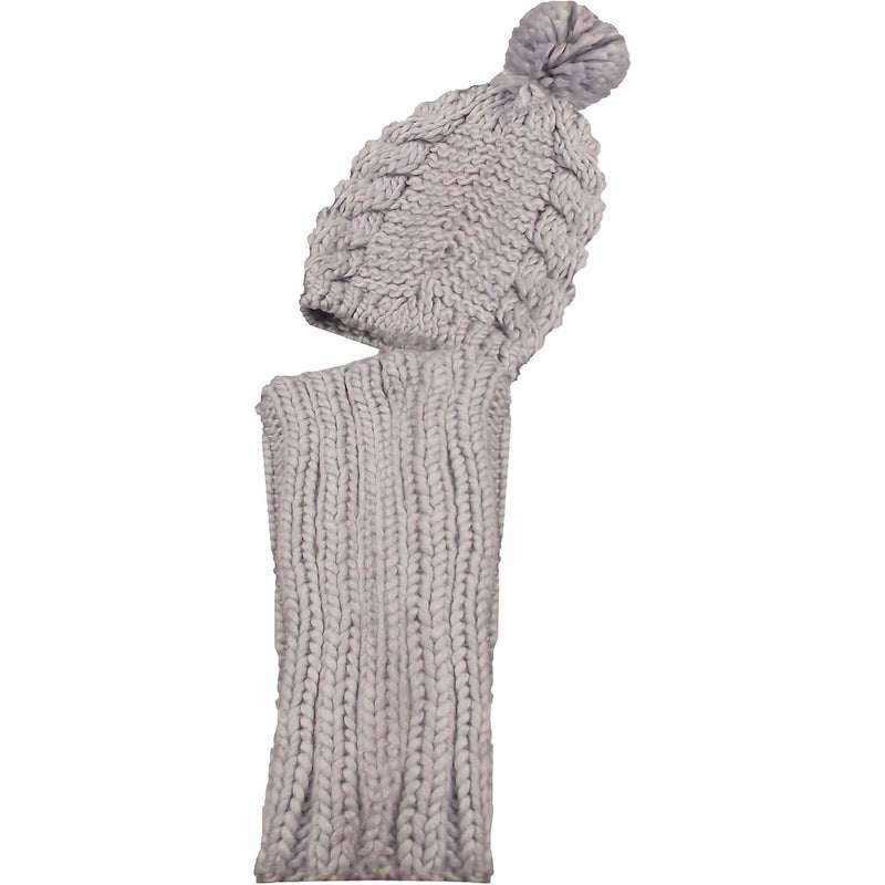 Women's Thermal Beanie Hat with Cable Knit Design and Pom Pom 2-In-1 Snood Scarf Winter Accessory in Cream Pink Black Grey Sock Stack