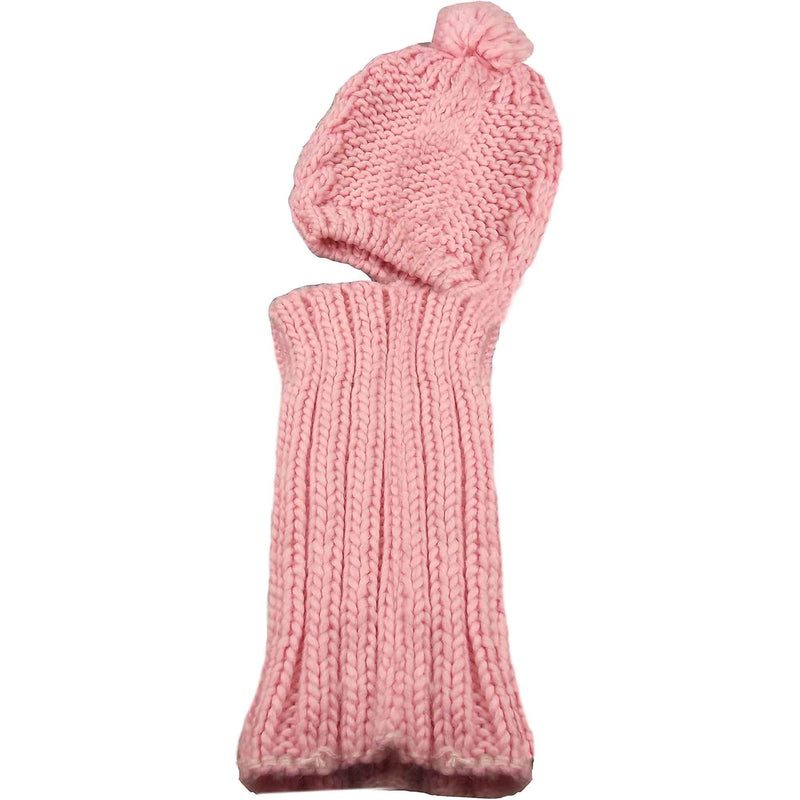 Women's Thermal Beanie Hat with Cable Knit Design and Pom Pom 2-In-1 Snood Scarf Winter Accessory in Cream Pink Black Grey Sock Stack