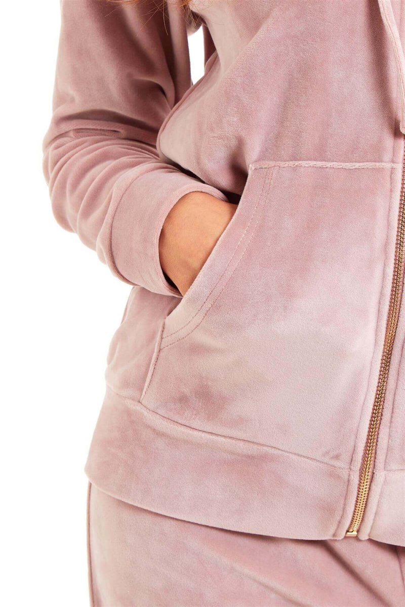 Women’s Velour Fleece Hooded Zip Track Suit Velvet Loungewear Set with Elastic Waistband Comfortable All-Day Wear Multiple Styles and Sizes by Daisy Dreamer