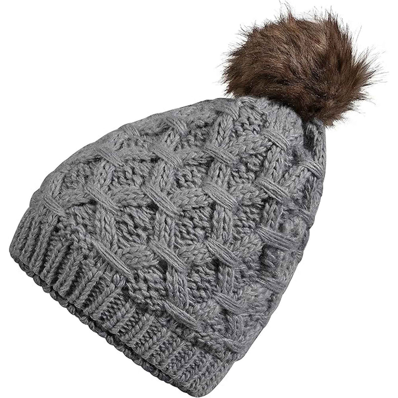 Women's Waterproof Thinsulate Insulated Chunky Beanie Winter Hat with Pom Pom Bobble Warm Cable Knit Ideal for Skiing and Hiking by Sock Stack