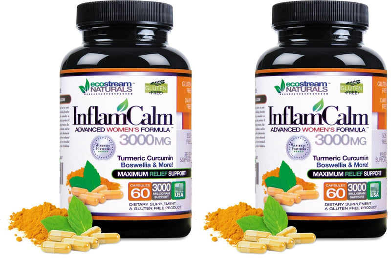 Women's Formula 3000 InflamCalm Advanced with Turmeric, Curcumin, Enzymes and Boswellia | Vegetarian & Gluten Free (Pack of 2)