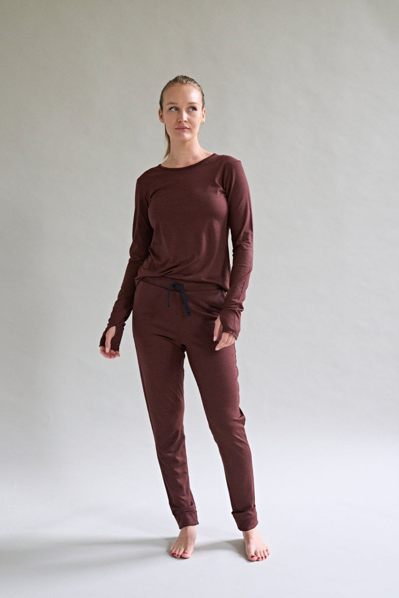 Womens Merino Long Sleeve, Chocolate Brown