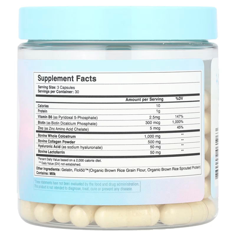 WONDERCOW WonderGlow Hair, Skin & Nails Vitamins | Bovine Colostrum, Collagen & Biotin