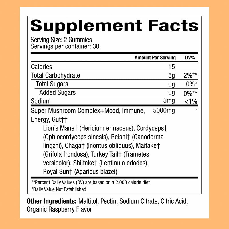 WonderDay Extra Strength Mushroom Gummies | Plant People – Sugar-Free, 60 Count