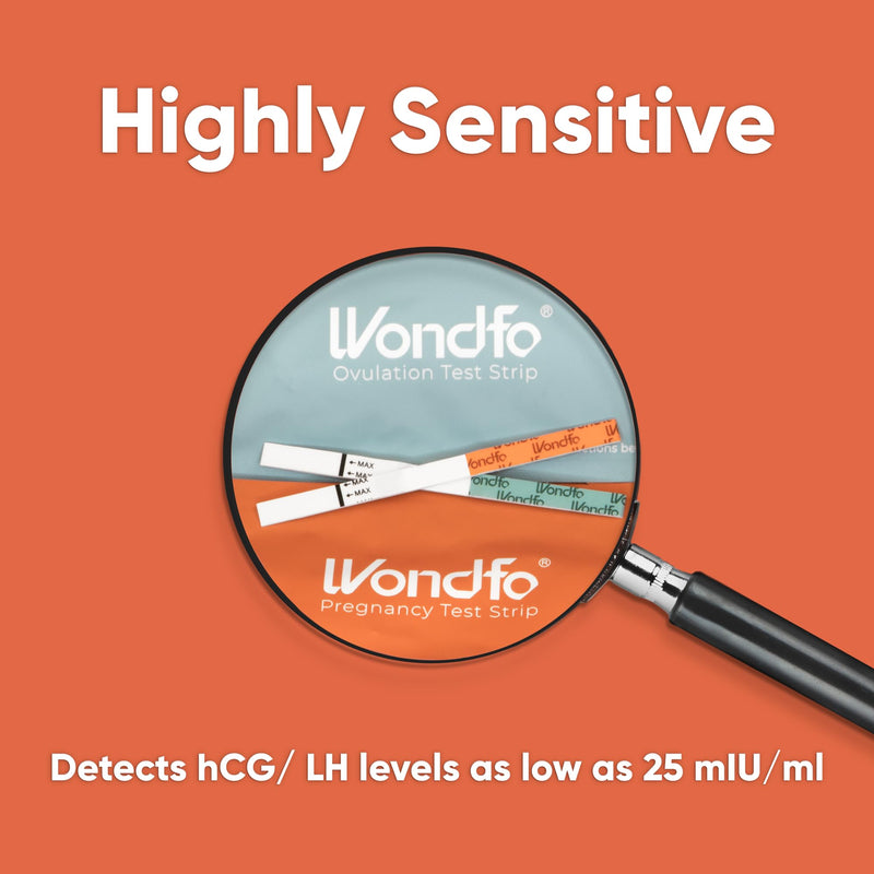Wondfo 100 LH Ovulation Test Strips + 20 HCG Pregnancy Test Strips Kit - Rapid Home Urine Test