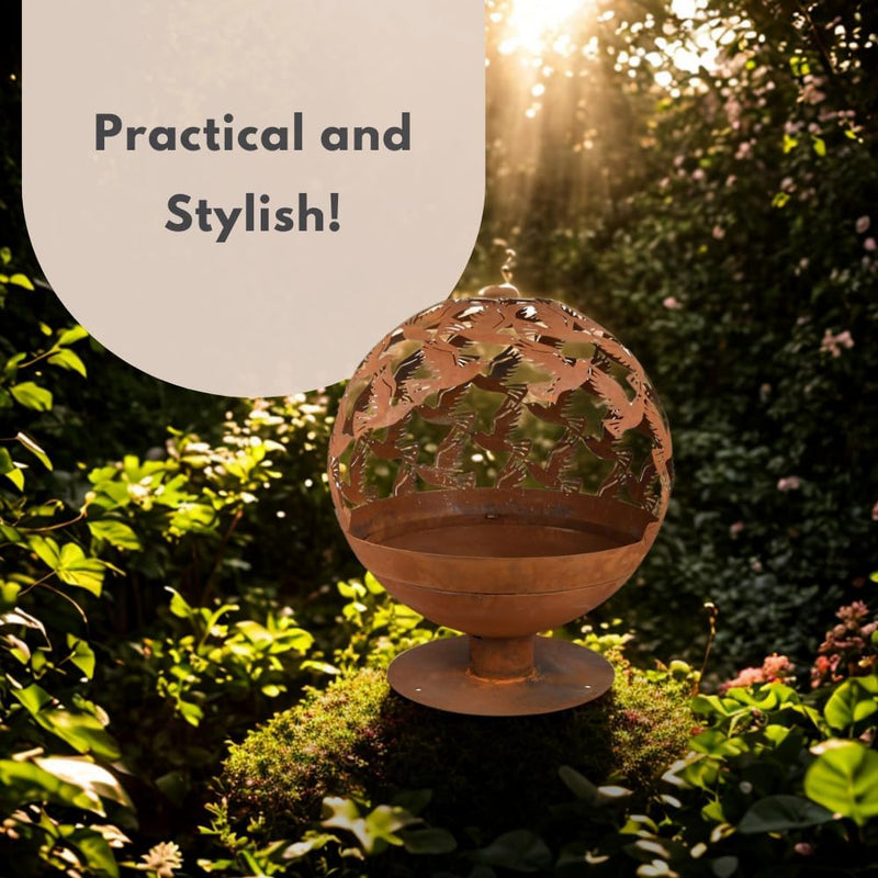 64cm Bird Design Fire Pit Globe with 360° Flame View