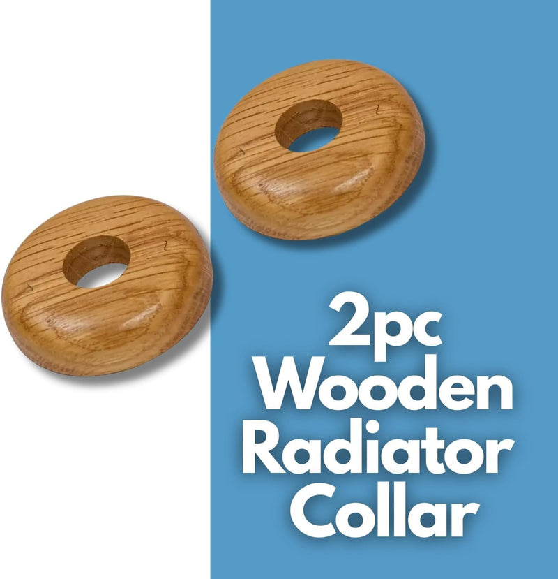2 Pack Oak Radiator Pipe Covers 15mm Wooden Collars