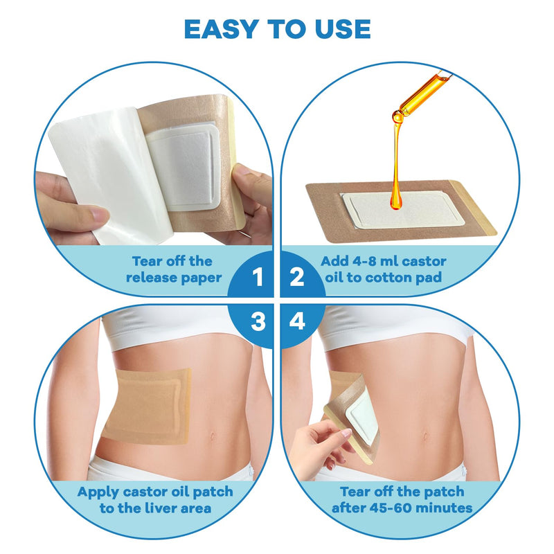 WOOWME 16Pcs Castor Oil Pack Wrap – Disposable Patches with Anti-Leakage Cotton Core, 5.1 x 3.9 in