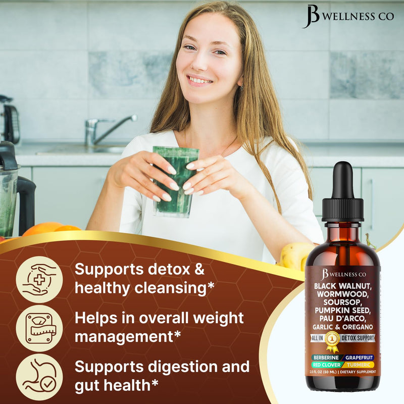 Wormwood Black Walnut Cleanse Drops – Gut Health Supplement 6 oz