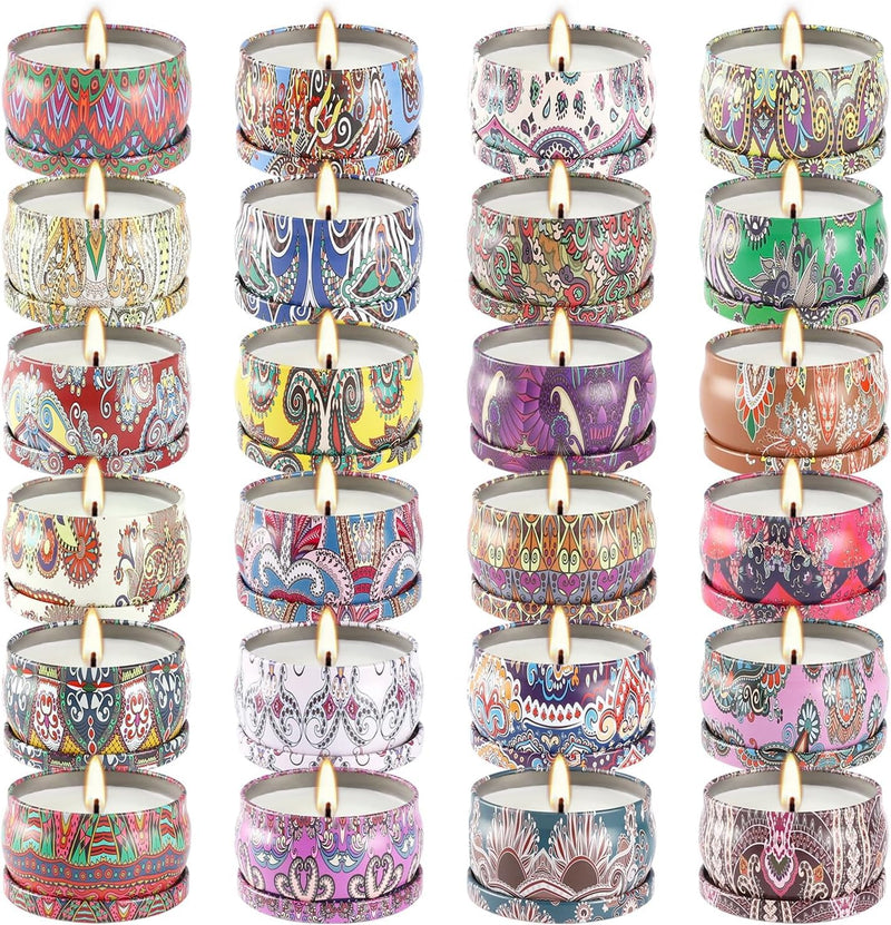 WPONSZU 24-Pack Scented Candles Gift Set - Soy Wax Travel Tin Jars 2.5 oz
