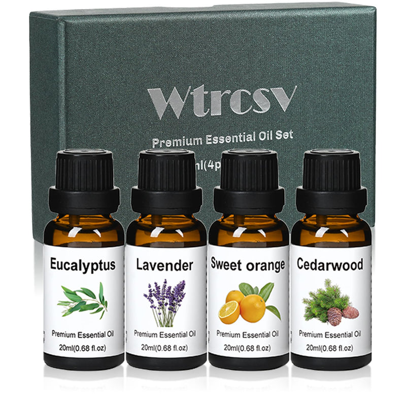 Wtrcsv Essential Oils Set – Eucalyptus, Lavender, Cedarwood & Sweet Orange | Diffuser & DIY Projects