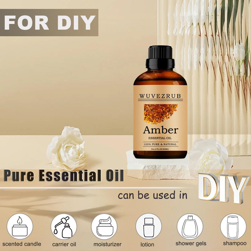 Wuvezrub Amber Essential Oils 60ML – 100% Pure & Natural for Aromatherapy Diffusers (2 oz)