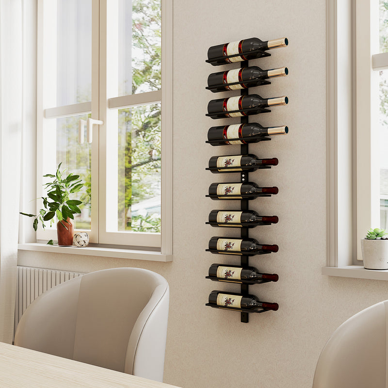 HOMCOM Wall Mount Wine Rack, Wall Wine Rack for 10 Wine Bottles, Black