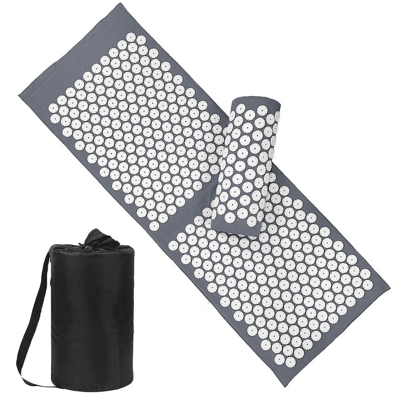 XiaoMaGe Acupressure Mat & Pillow Set – Gray, Back Pain Relief