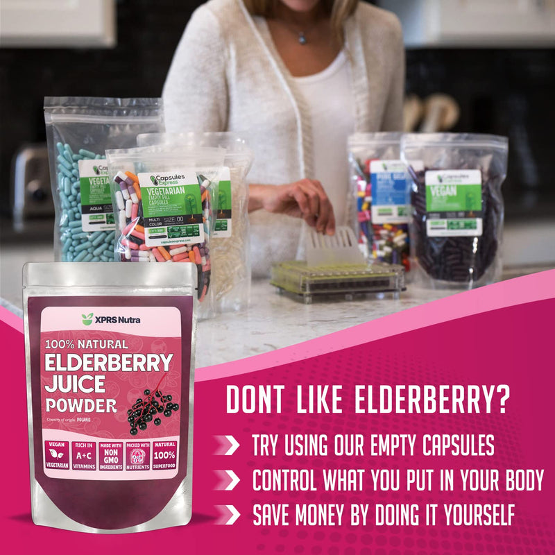 XPRS Nutra Elderberry Juice Powder - Organic Elderberry Powder, Vitamins A & C (4 oz)